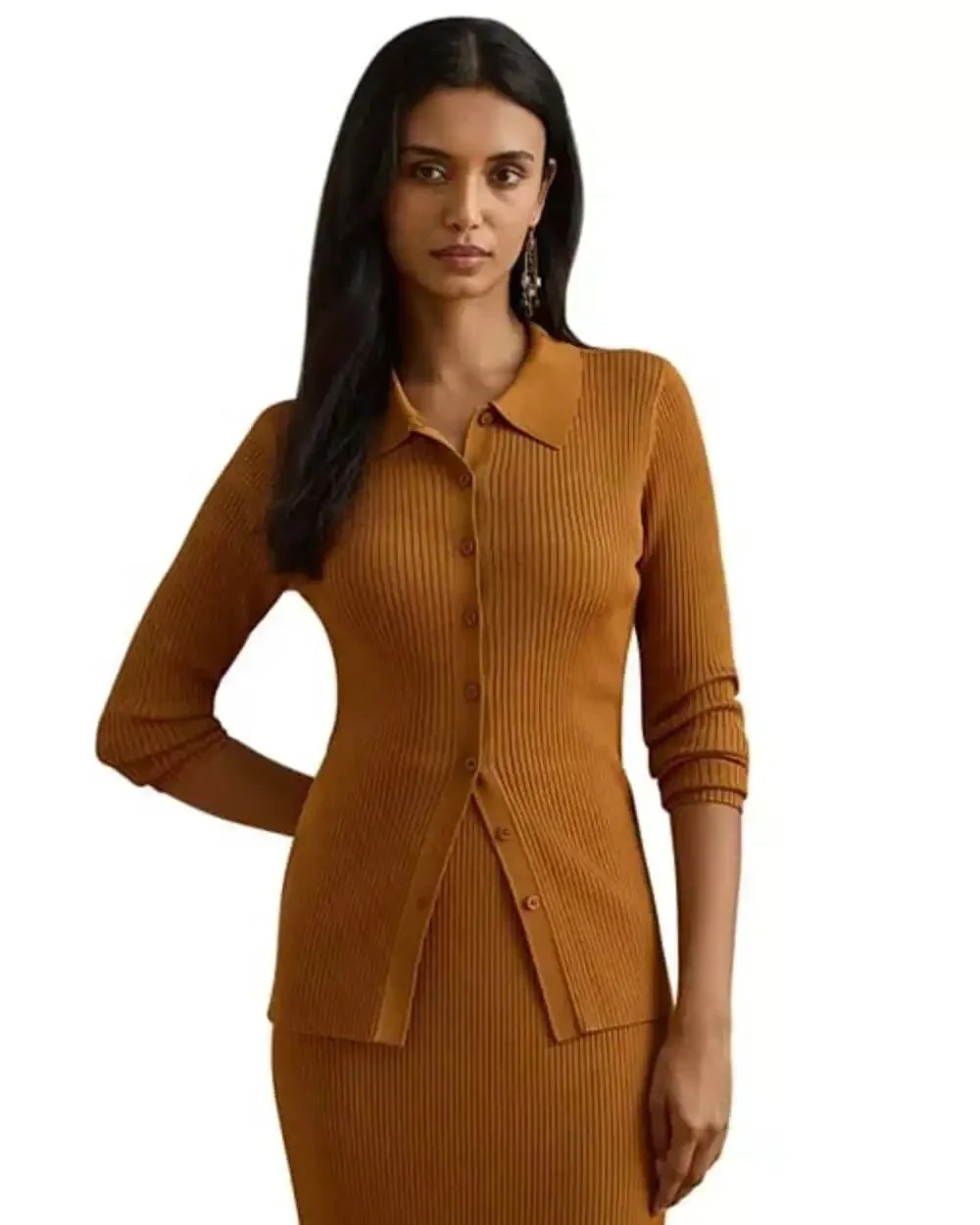 Lauren Ralph Lauren Rib-Knit Long-Sleeve Polo Cardigan size M - Picture 2 of 5